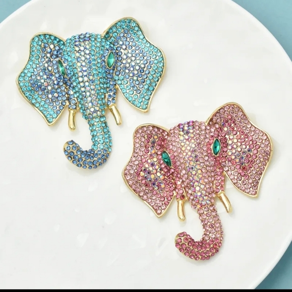 Elephant pink BIG brooch pin Swarovski crystals elements AB aurora borealis NEW - Picture 14 of 14